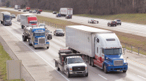 Trucks and traffic on highway